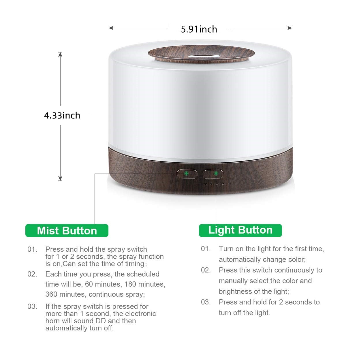 Aromatherapy Essential Oil Diffuser for Room: 500ml Aroma Air Humidifier Remote Control for Home Large & Small Rooms - Ultrasonic Cool Mist Diffusers Oils Vaporizer with Light & Timer Bedroom Office