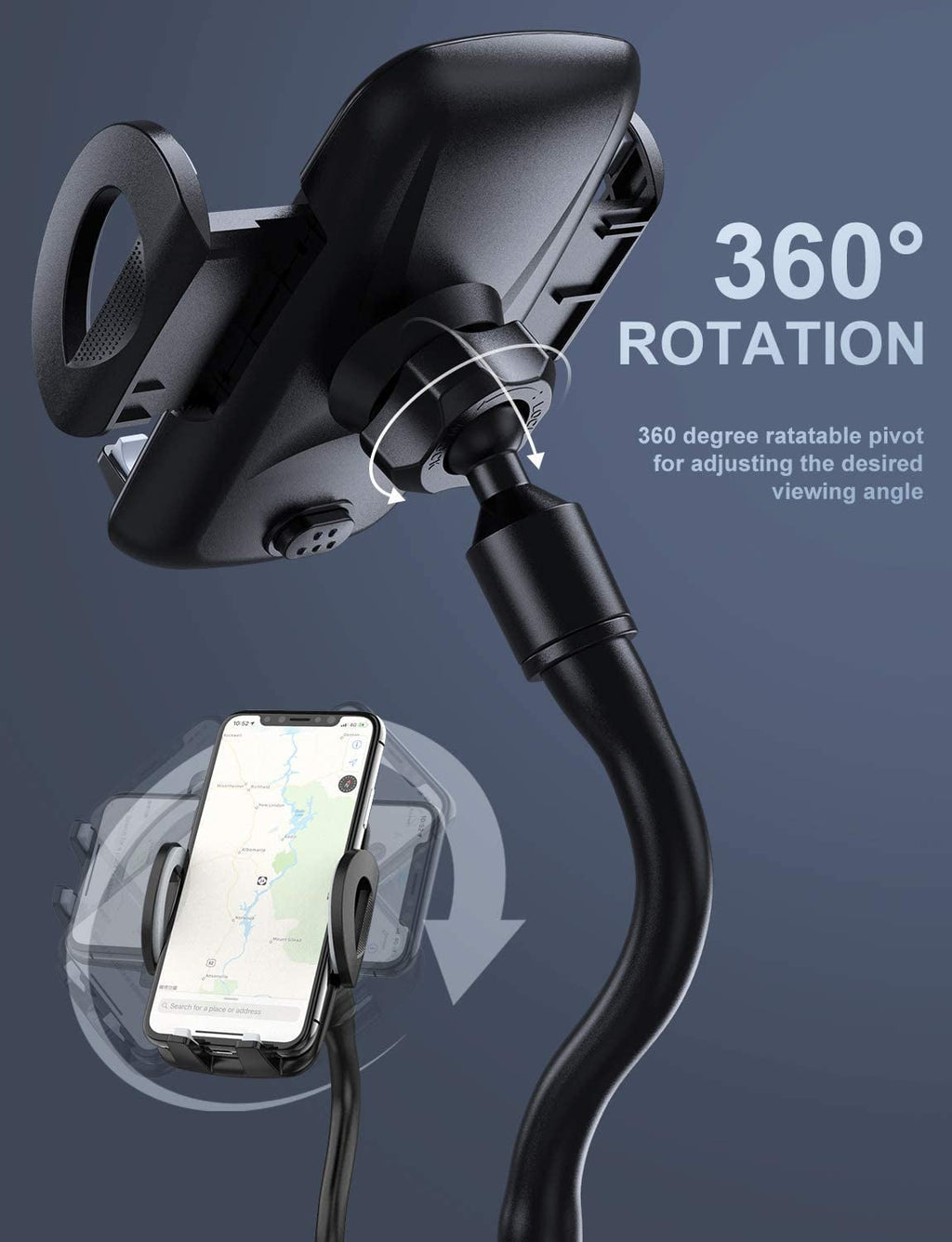 Car Cup Holder Phone Mount, Cup Holder Phone Holder for Car (Black)