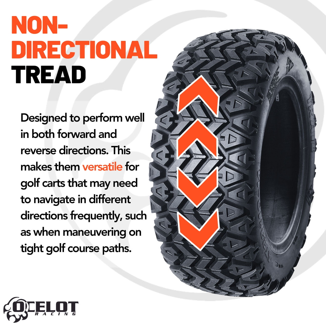 Ocelot 4-Ply A/T Golf Cart Tire EZ-G0 Club Car Yamaha Landmaster 20x10-10 P3026