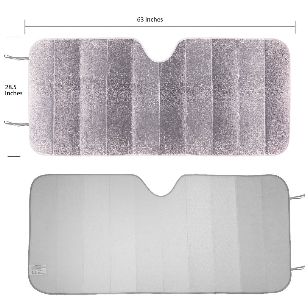 Auto Drive Universal Fit Windshield Silver Sunlight Reflecting Accordion Sunshade AD021700S-1 1 Pack, 63" x 28.5"