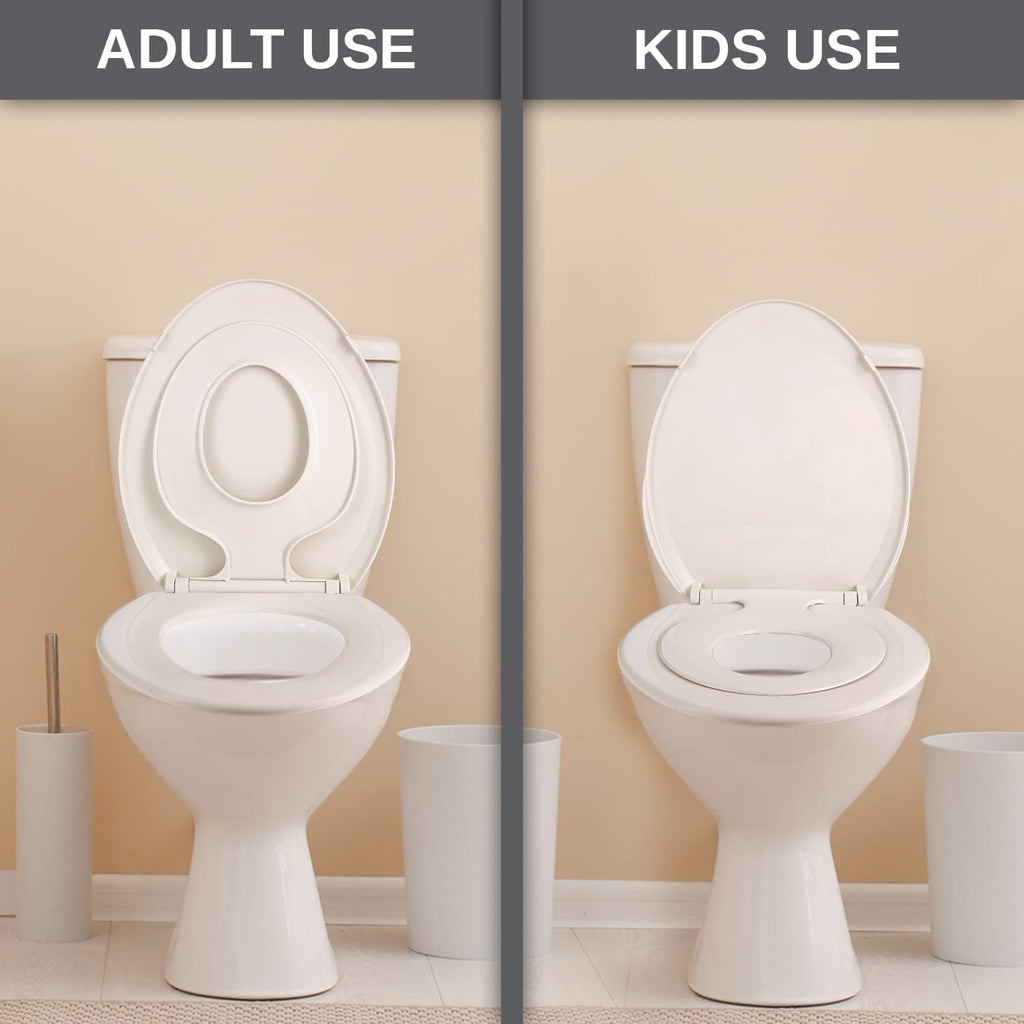 UMIEN Potty Training Seat Ideal 2 in 1 Toilet Seat For Toddlers & Adults– Space Saving Solution For Kids Potty Training Easy To Install Convertible Toilet Seat, (Elongated)