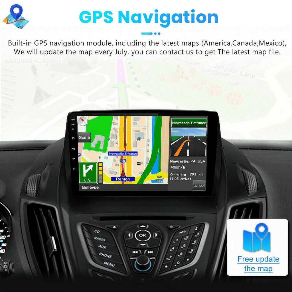 Car Radio Stereo for Ford Escape 2013-2016, 9" Touchscreen Android 12 Support Carplay Android Auto Navigation Bluetooth Radio Video Steering Wheel Control Camera 2G+32G,Black