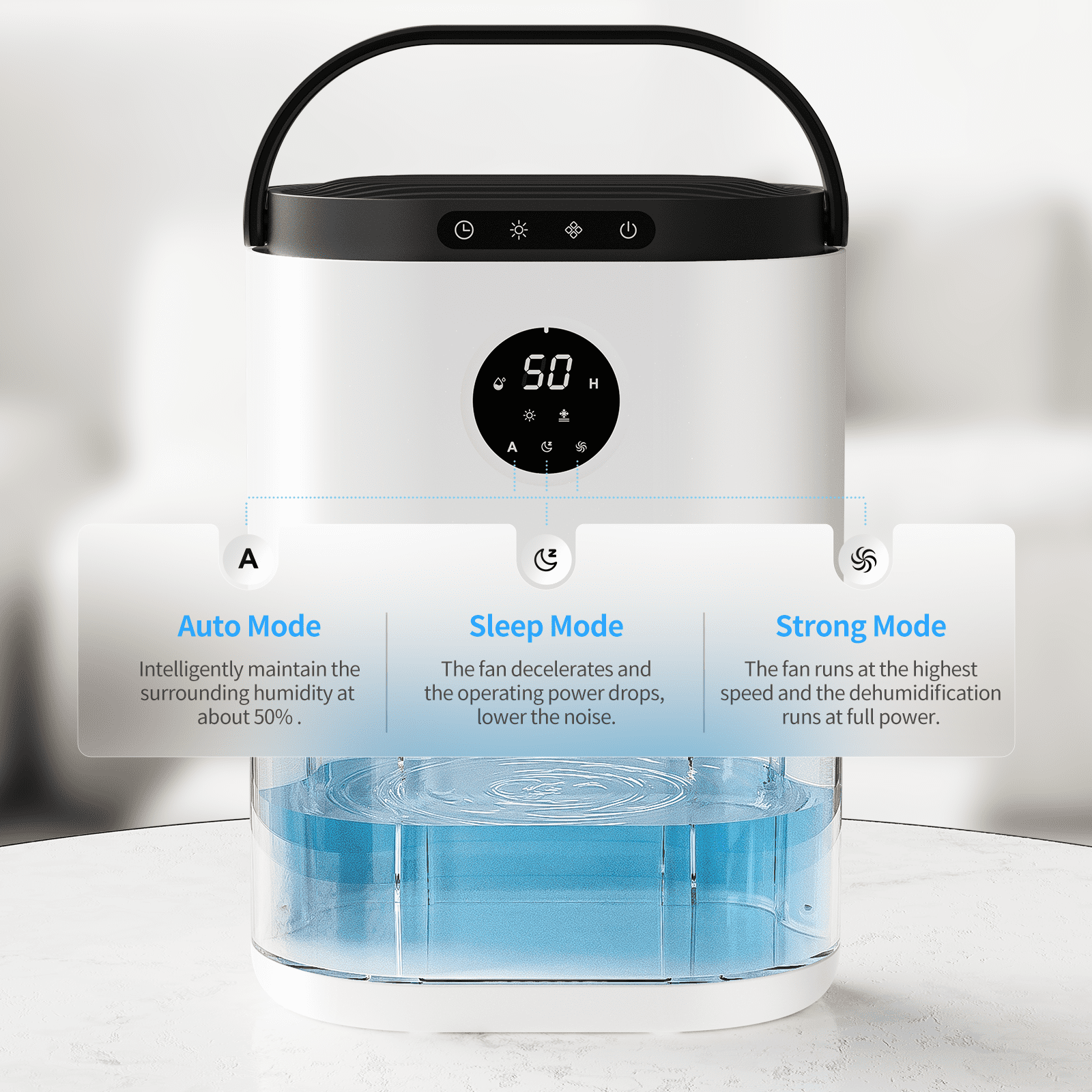 ALROCKET 5-Pint Dehumidifier with Timer, 4500 Cubic Feet, Auto Defrost, Ultra Quiet for Home Large Room Bathroom Garage RV