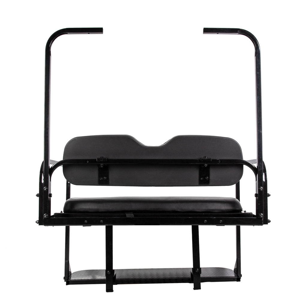 Kojem Flip Folding Rear Back Seat Kit Compatible with EZGO TXT Golf Cart | Black Cushions | 1995 & Up - You Will Receive (2) Packages