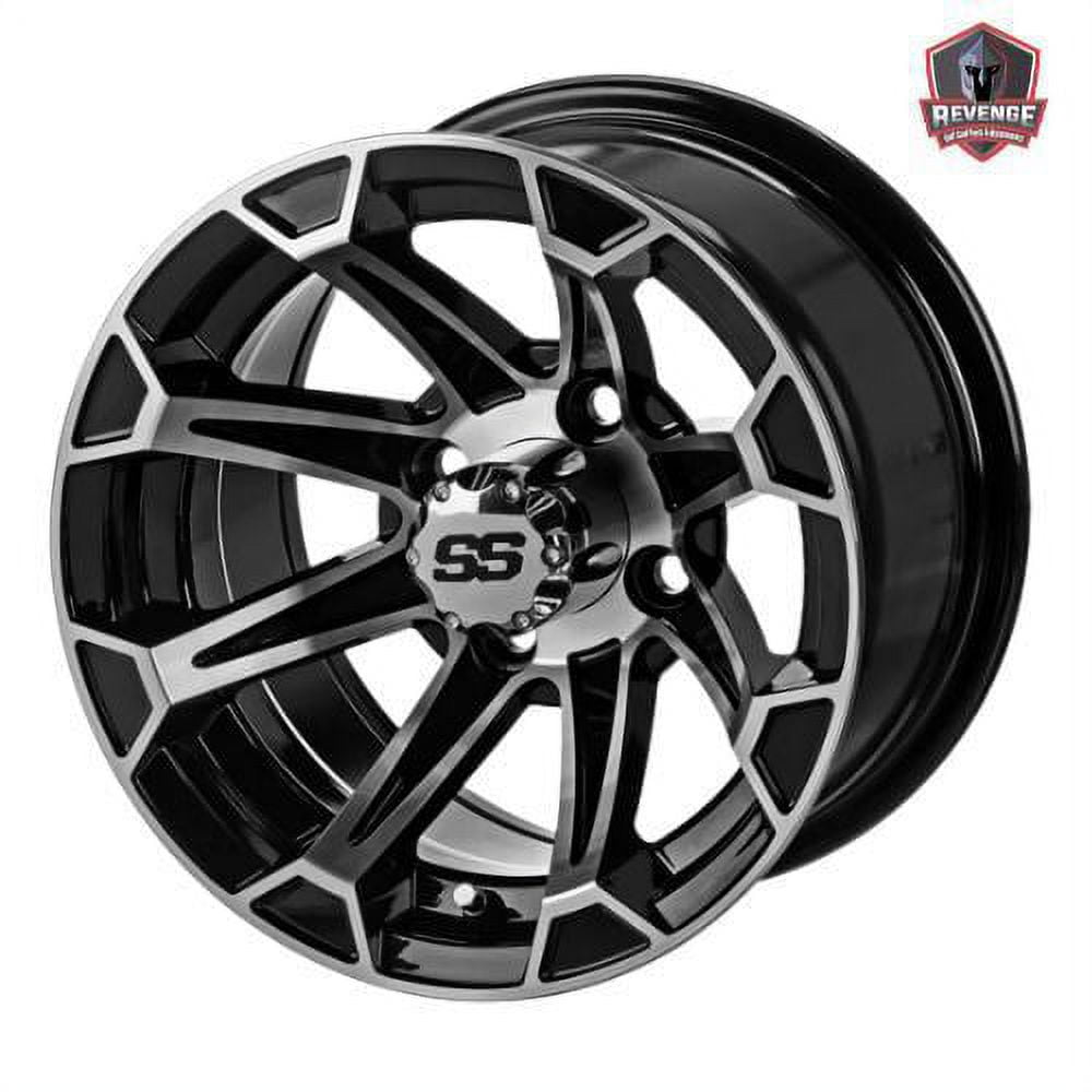 12" Viking Machined Black Golf Cart Wheels and Tires Combo (215/35-12) Set of 4