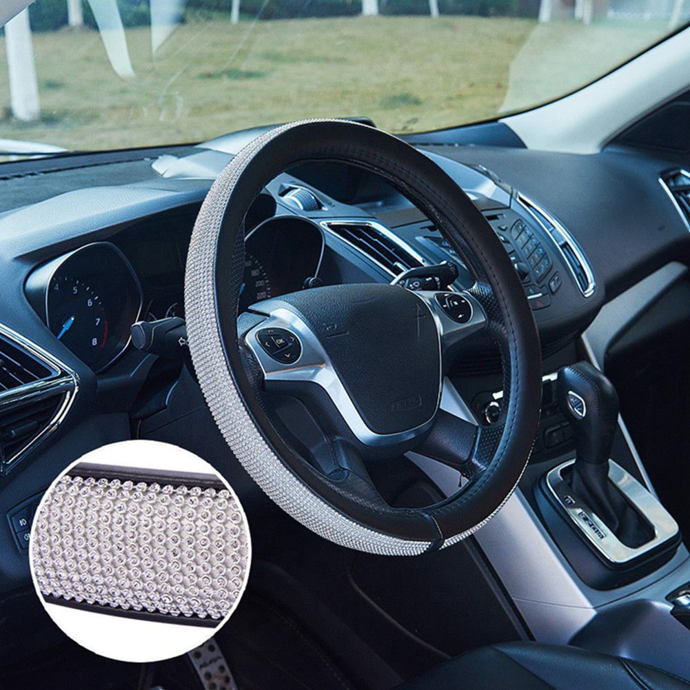 Bling Car Accessories Set, Bling Steering Wheel Cover for Women Universal Fit 15 Inch, Bling License Plate Frame for Women