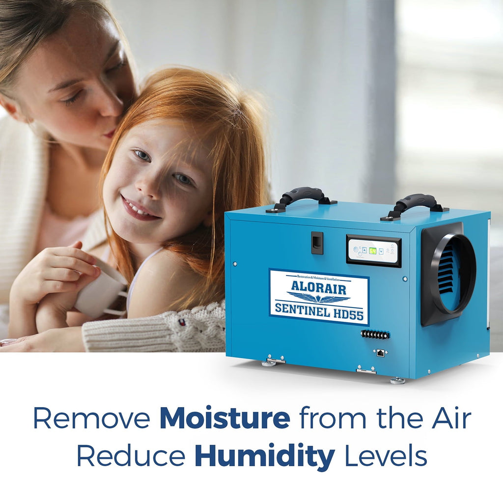 ALORAIR 113 Pints Commercial Dehumidifiers for Basement, Crawl Space Dehumidifier with Drain Hose, Blue