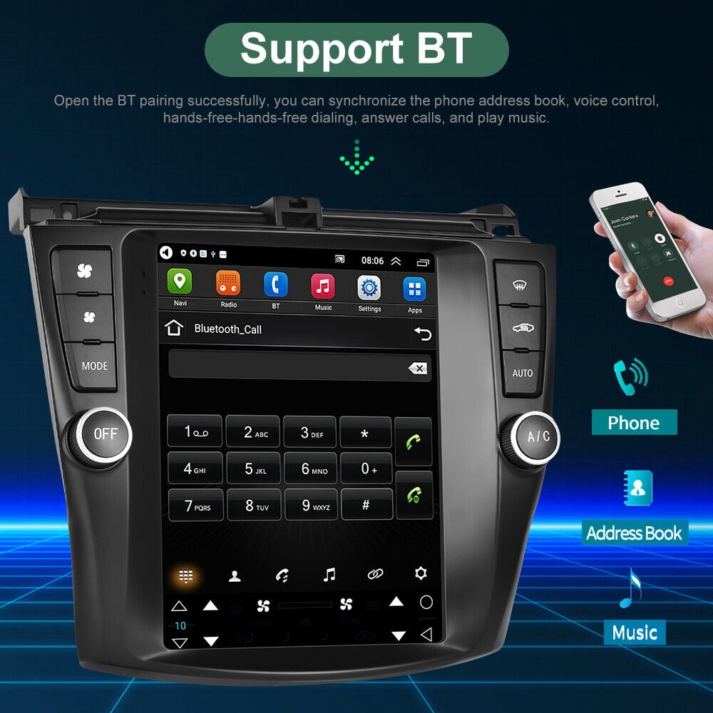 Car Radio Stereo for Honda Accord 2003-2007, 9.7" Touchscreen Android 12 Support Carplay Android Auto/Navigation/Bluetooth/USB/Video/Steering Wheel Control/Rear Camera/ 2+32G,Black