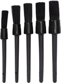 Detailing Brush Set, 5PCS Different Sizes Auto Detailing Brushes Soft Nylon Car Detail Brushes for Car Interior Exterior Tires Air Vents Panels Leather Engine Bay Cleaning (Black) (Black)