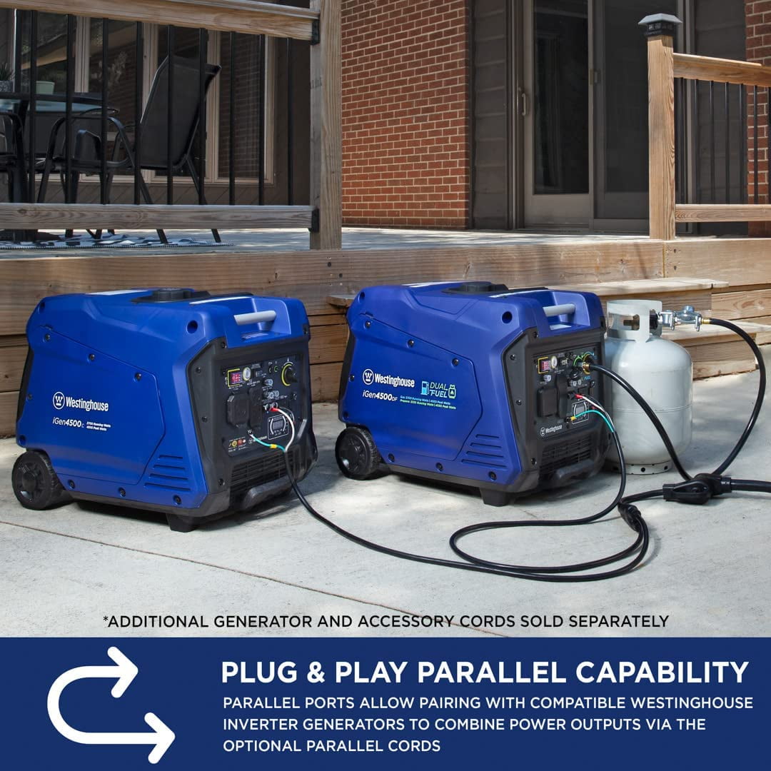 Westinghouse 4500 Peak Watt Electric Start Dual Fuel Portable Inverter Generator with RV Outlet