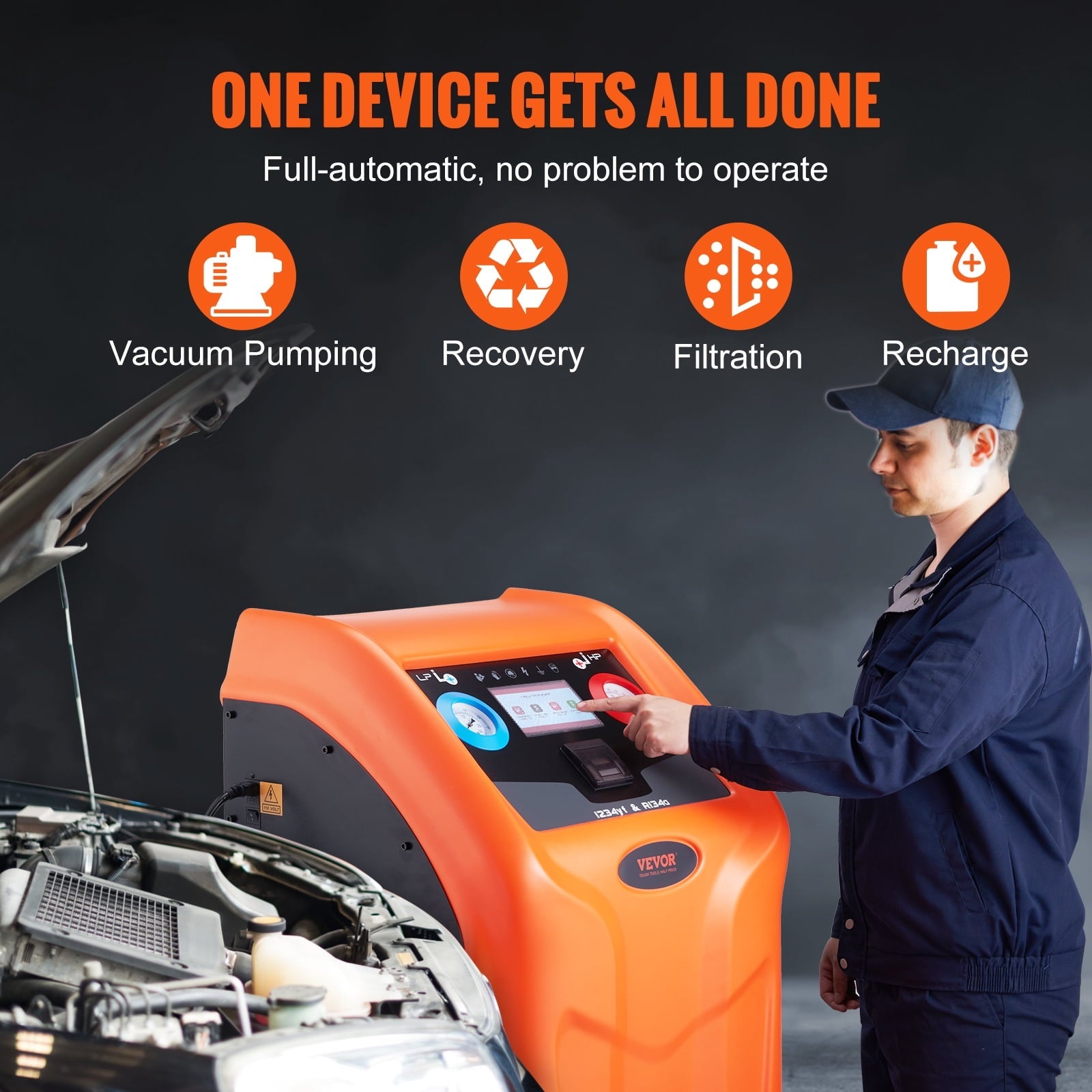 BENTISM Refrigerant Recovery Recharge Machine Fully Automatic for R134a & R1234yf