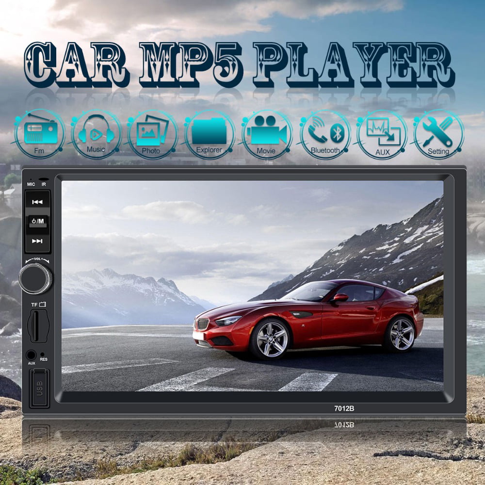 Polarlander Car Stereo Car Audio Double Din 7-inch HD Touch Screen Car radio Player with Multimedia SD USB FM AUX MP5/4/3 mirror link function Bluetooth with 4LED backup camera