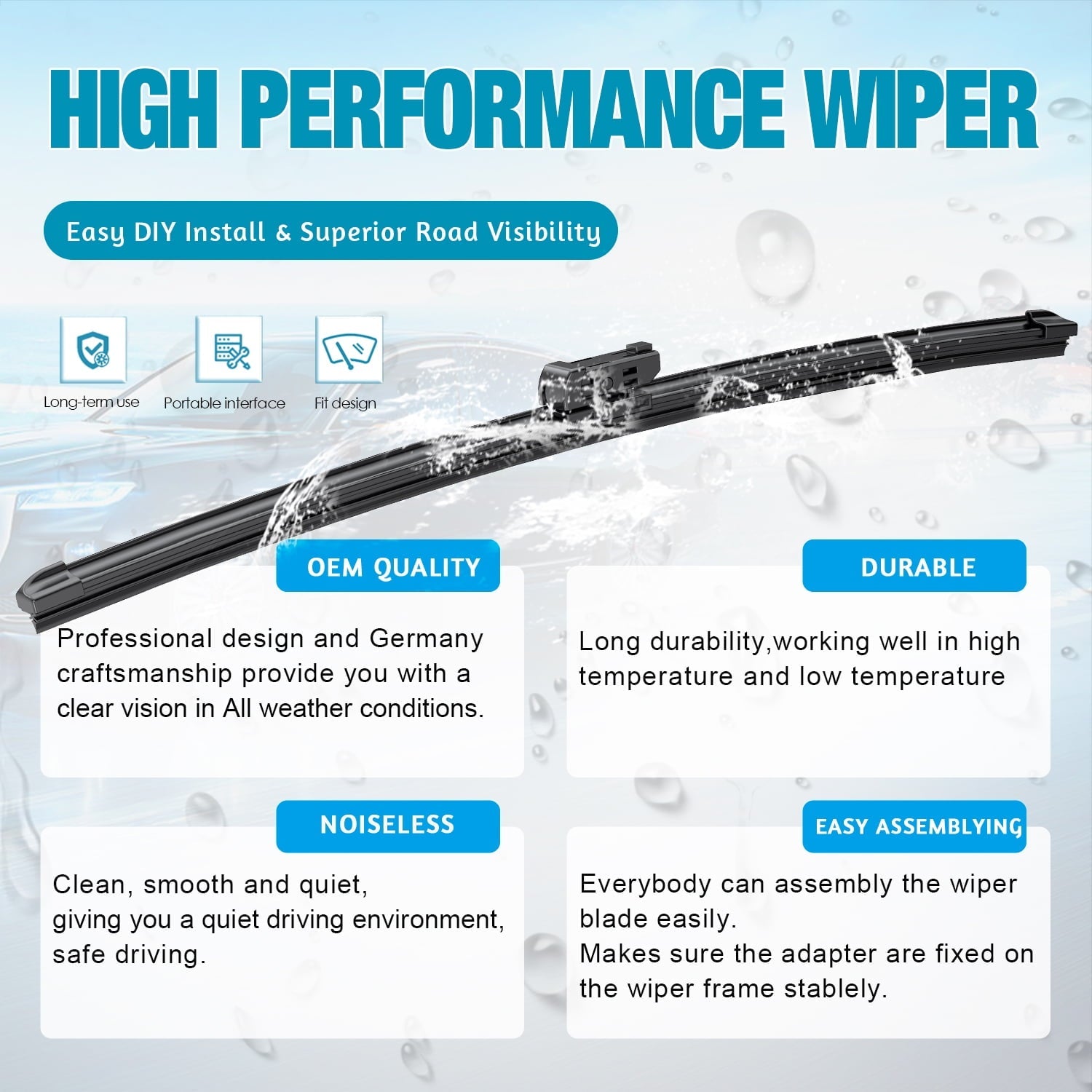 3 Wipers Factory 26"+16"+12" for Subaru Crosstrek 2013-2017 XV Crosstrek 2013-2015 Original Equipment Replacement Front with Rear Windshield Wiper Blades