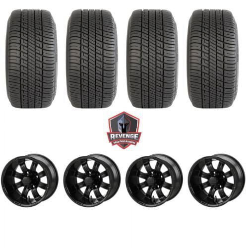 12" Casino Matte Black Golf Cart Wheels and Tires Combo (205/30-12) Set of 4