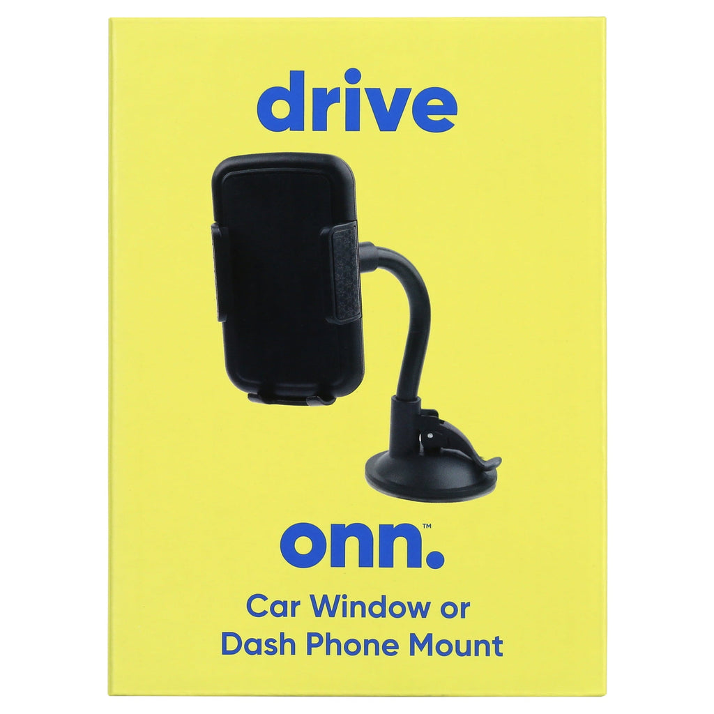 onn. Car Window or Dash Phone Mount Compatible with 2 in- 3.7 in Wide Mobile Phones