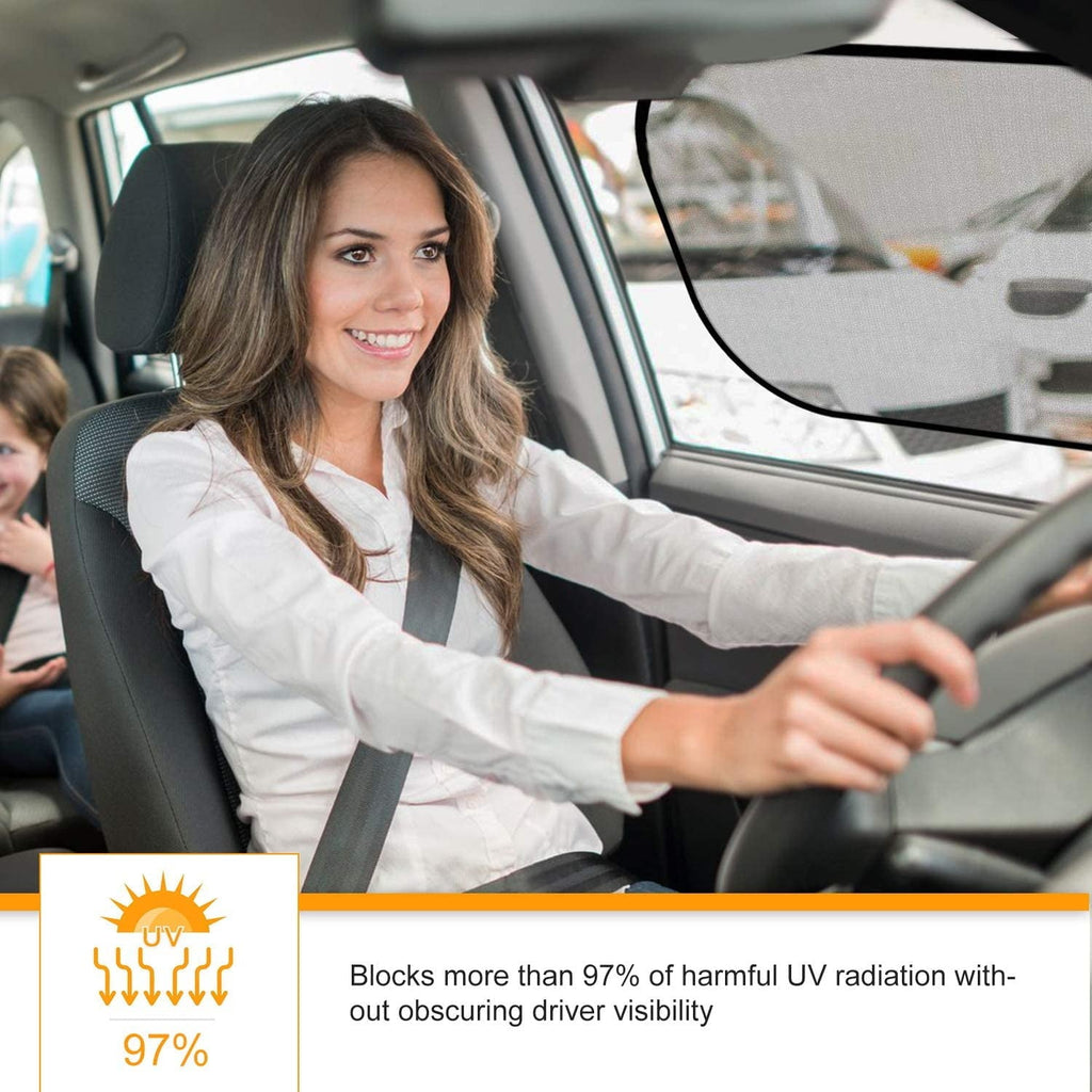 AstroAI Car Window Shade -2 Pack Semi Transparent & 2 Pack Transparent- 20" x 12" Side Car Window Fit SUV and Most Cars