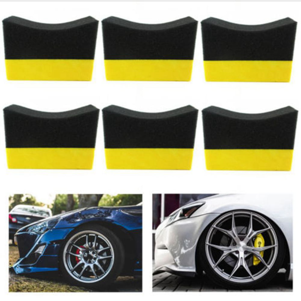 Winyuyby 6Pcs Tire Contour Dressing Applicator Pads Gloss Shine Color Polishing Sponge Wax