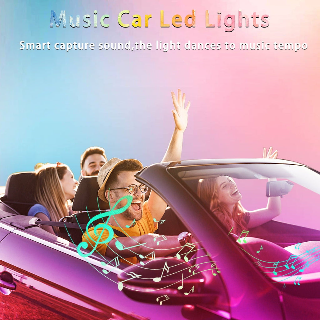 HXXF Interior Car Lights Car Accessories Car Led Lights APP Control with Remote Music Sync Color Change RGB Under Dash Car Lighting with USB Car Charger (RGB)
