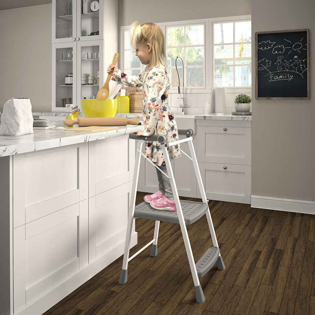COSCO 2-Step Kitchen Stepperâ¢ Adult Folding Step Stool, Kids Folding Helper (Steel/Resin)