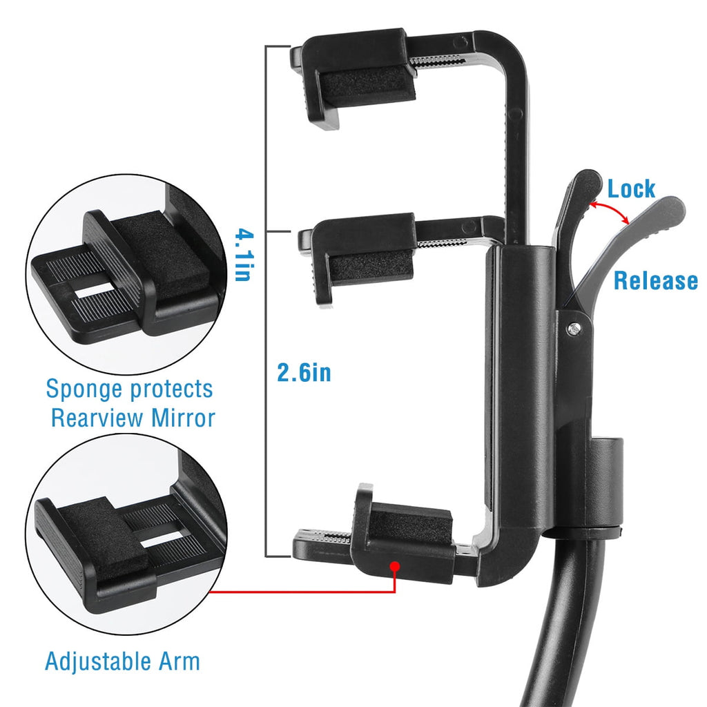 Car Rear View Mirror Phone Mount Holder, iMounTEK Universal 360° Rotation Phone Stand Cradle for iPhone Samsung GPS