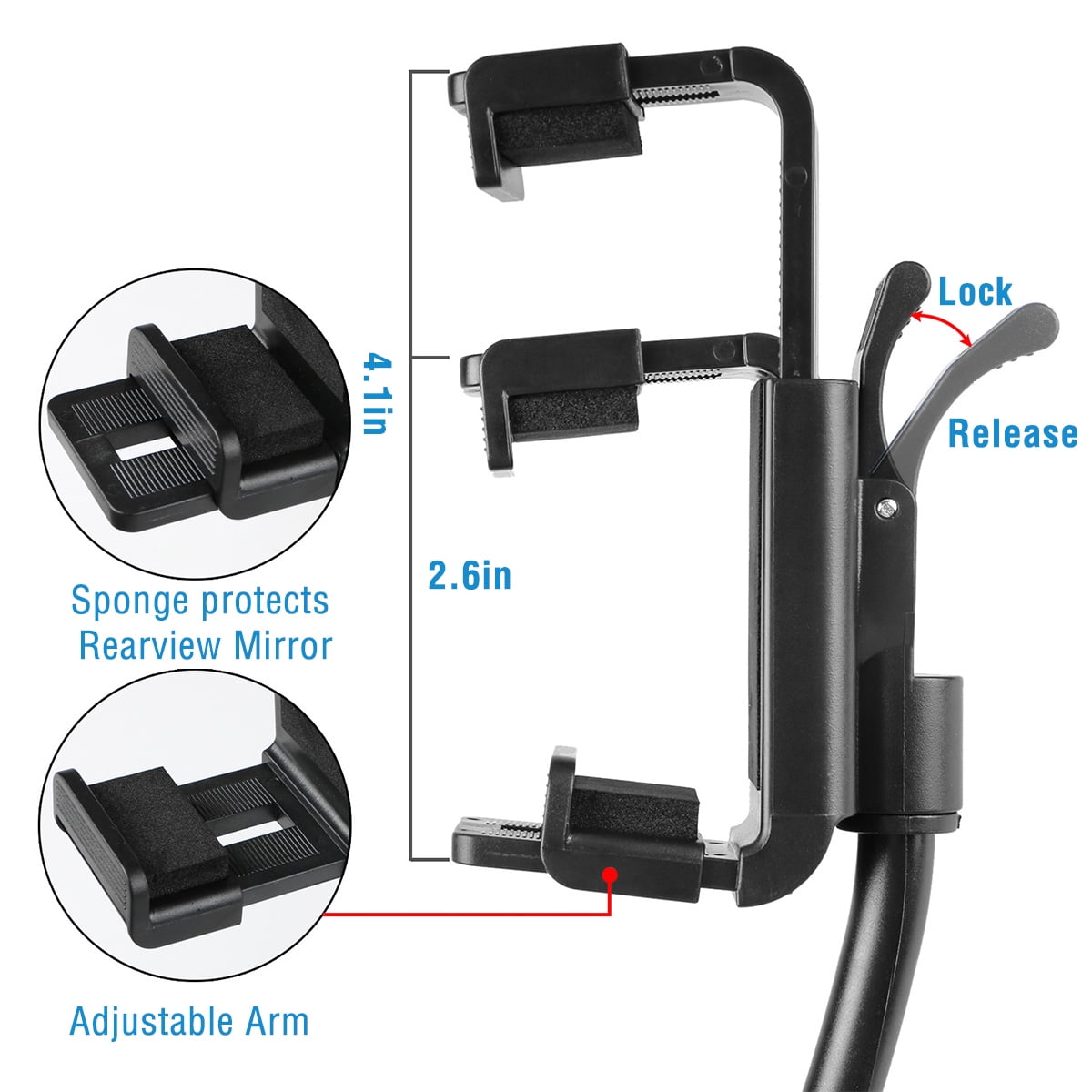 Car Rear View Mirror Phone Mount Holder, iMounTEK Universal 360° Rotation Phone Stand Cradle for iPhone Samsung GPS