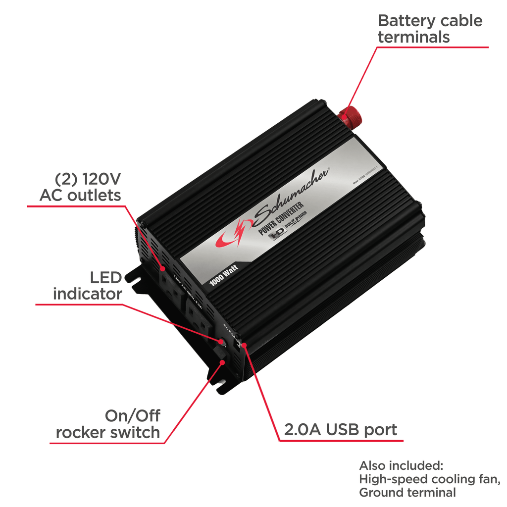 Schumacher Electric 1000 Watt / 2000 Peak Watt Power Converter