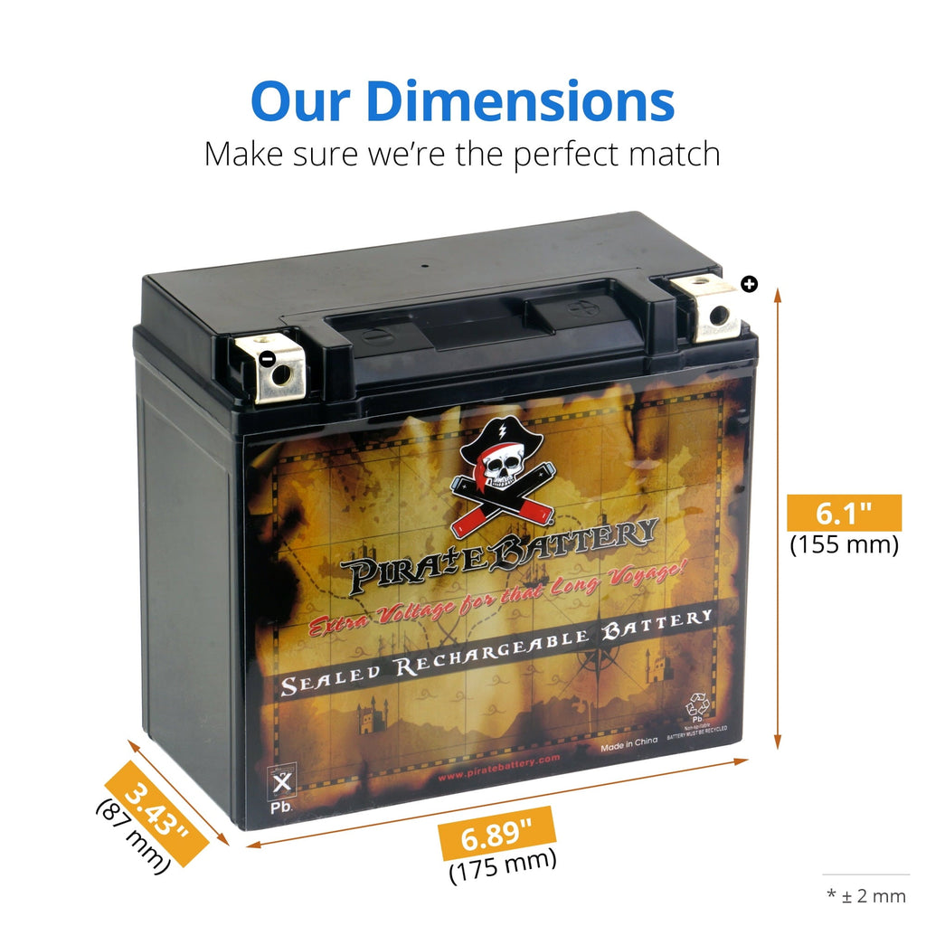 Pirate Battery Ytx20hl-bs (20hl-bs 12 Volts,18 Ah, 310 Cca) Motorcycle Battery for Harley-davidson 1450cc Fxst Flst Softail 2003
