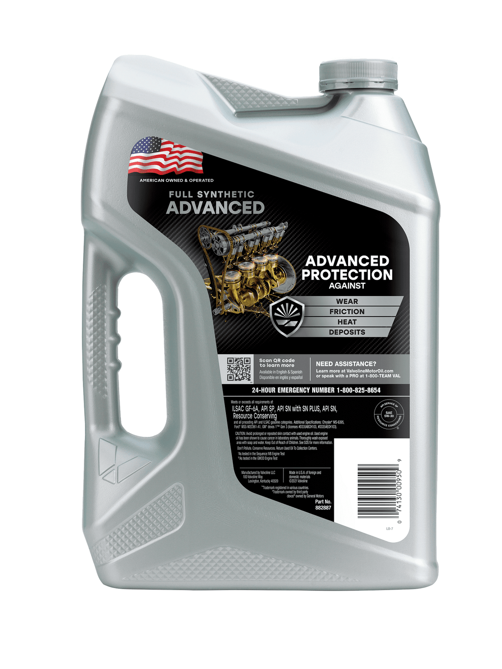Valvoline Advanced Full Synthetic SAE 5W-30 Motor Oil 5 QT (Packaging May Vary)