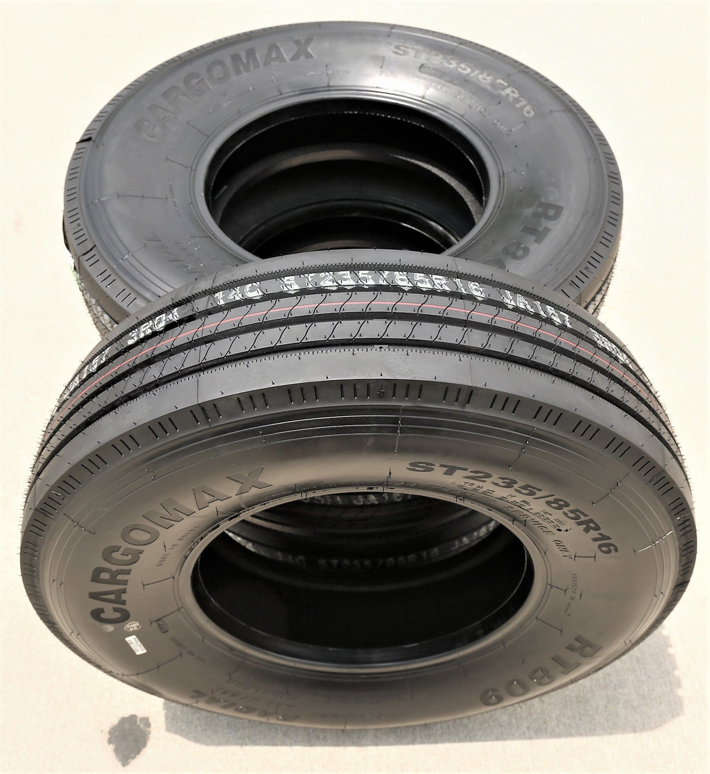 Pair of 2 (TWO) Cargo Max RT809 All Steel ST 235/85R16 Load H 16 Ply Trailer Tires