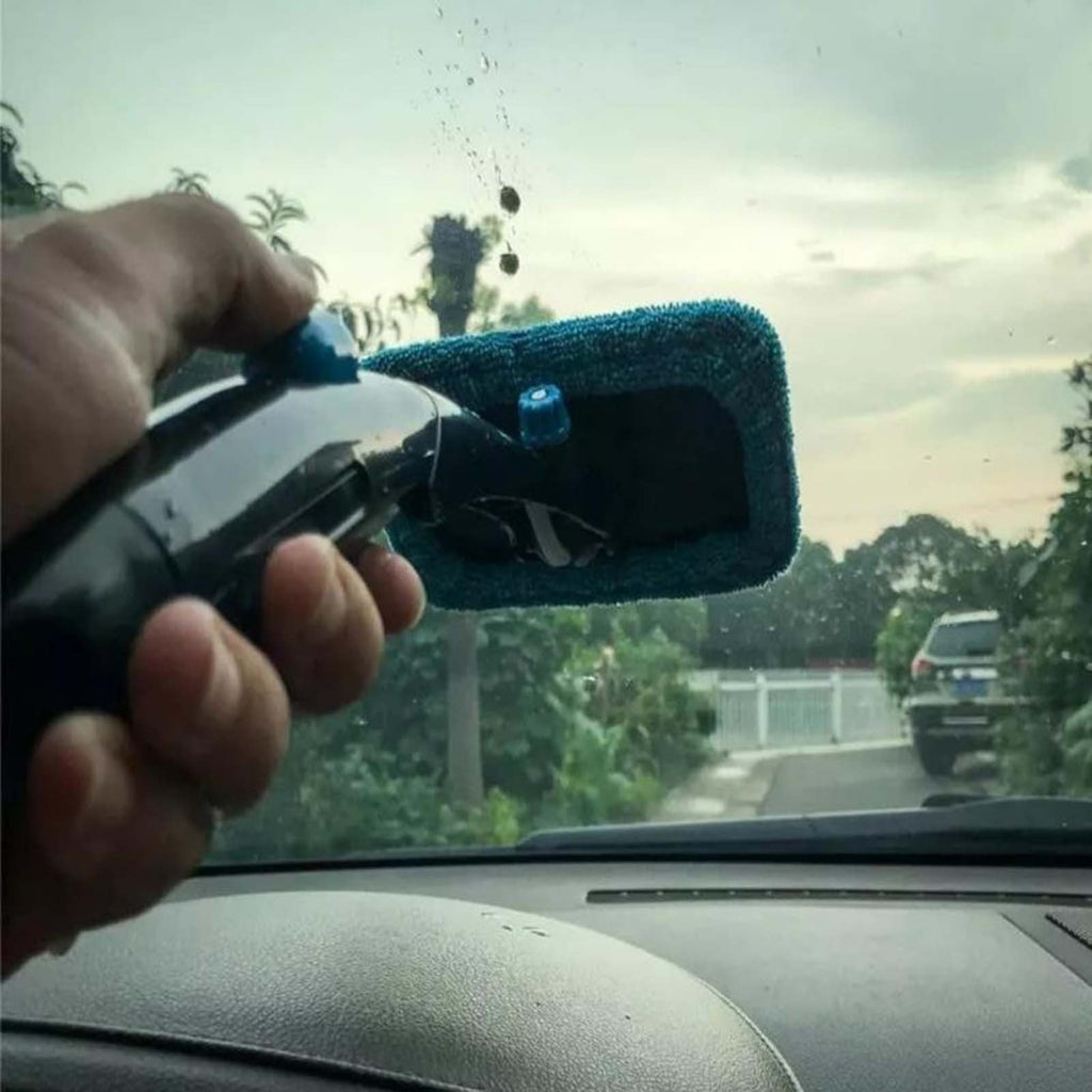 TERGAYEE Car Duster Kit,Spray Glass Windshield Cleaning Tool,Foldable Handle Reusable Microfiber Cleaning Bonnets for Interior Exterior Glass Screens Scratch Lint Free
