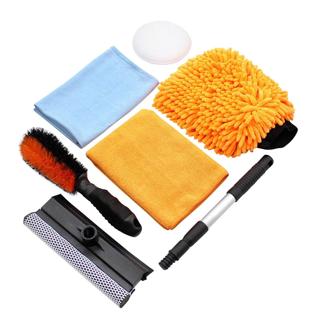 Scrubit Car Cleaning Tools Kit by Scrub it- squeegee Car Wash Brush, Wheel Brush, Microfiber Wash Mitt and Cloth - For Your Next Vehicle Wash and Wax with our 6 Pc Cleaning Accessories