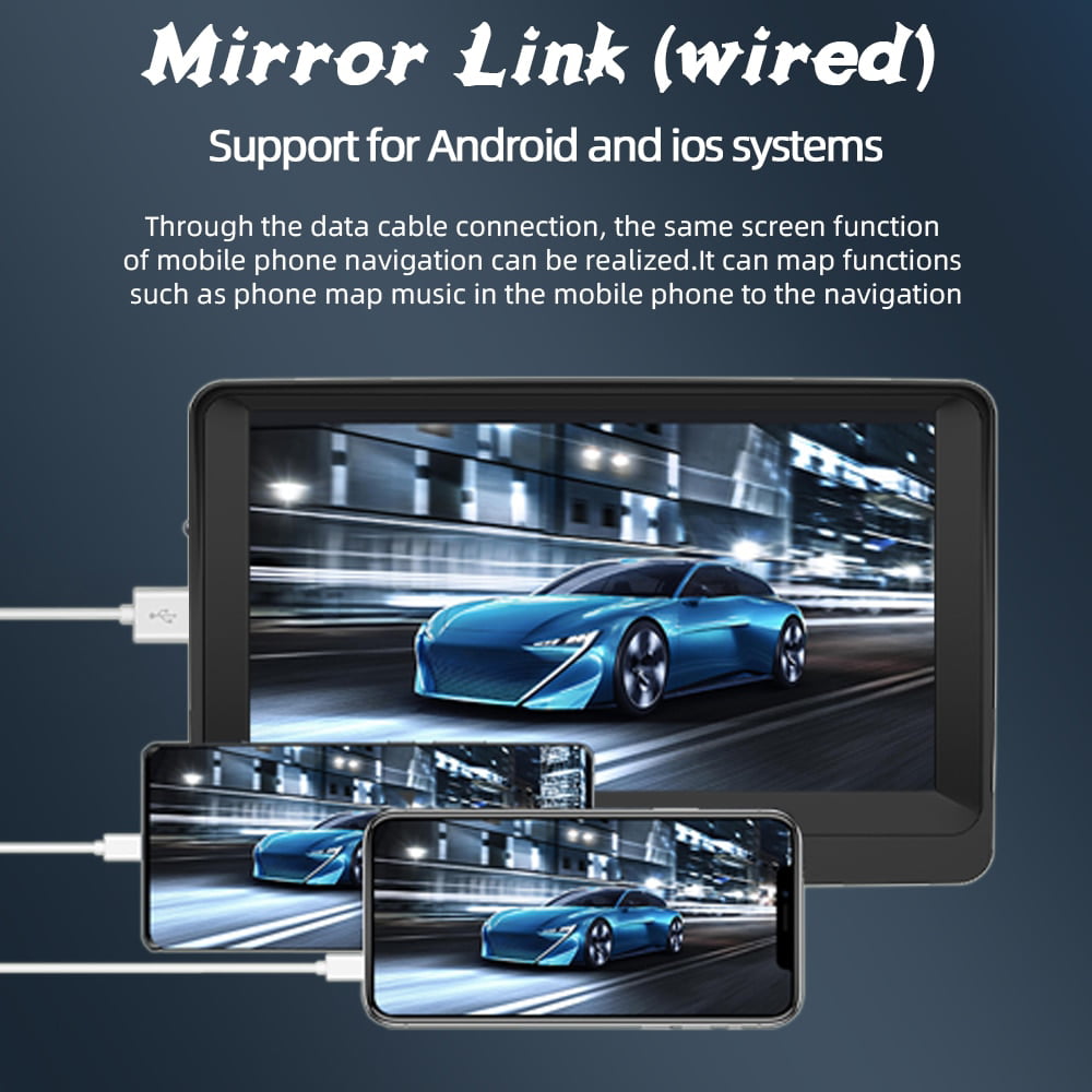 [2023 Newest] Polarlander Portable Wireless Apple Carplay & Android Auto with Steering Wheel Control, 7 inch IPS Touchscreen Car Stereo, Bluetooth Handsfree, WiFi, AirPlay, Dash Windshield Mounted