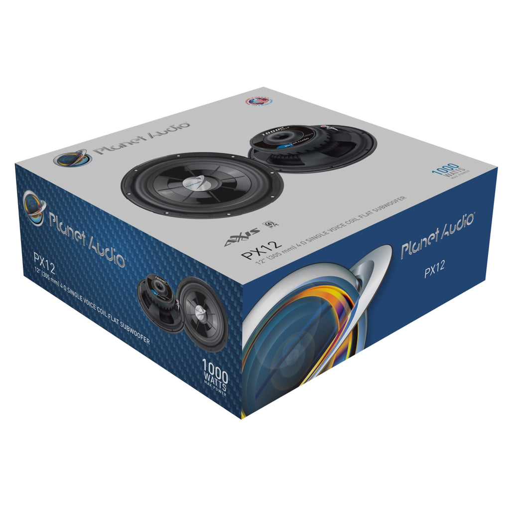 PLANET AUDIO PX12 12� 1000 Watt Flat Car Subwoofer, Single 4 Ohm Voice Coil