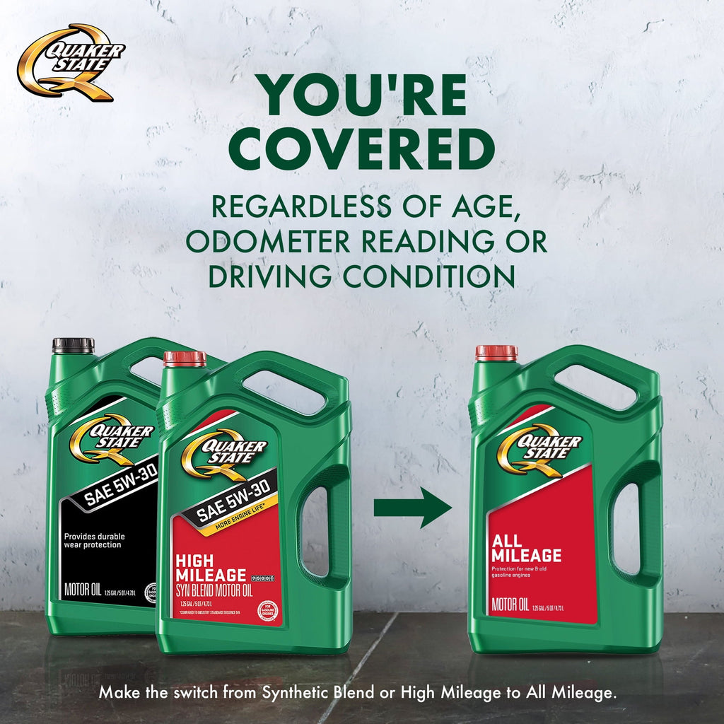 Quaker State All Mileage Synthetic Blend 5W-20 Motor Oil, 5 Quart