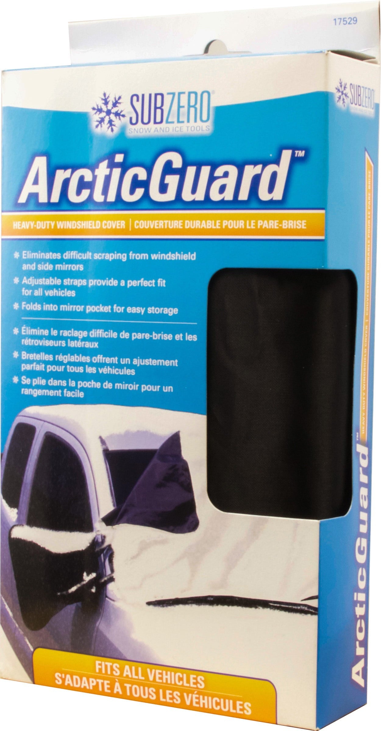 SubZero ArcticGuard Heavy Duty Adjustable Windshield Cover for Car, Truck, SUV & More, Black, 1PK, 17529