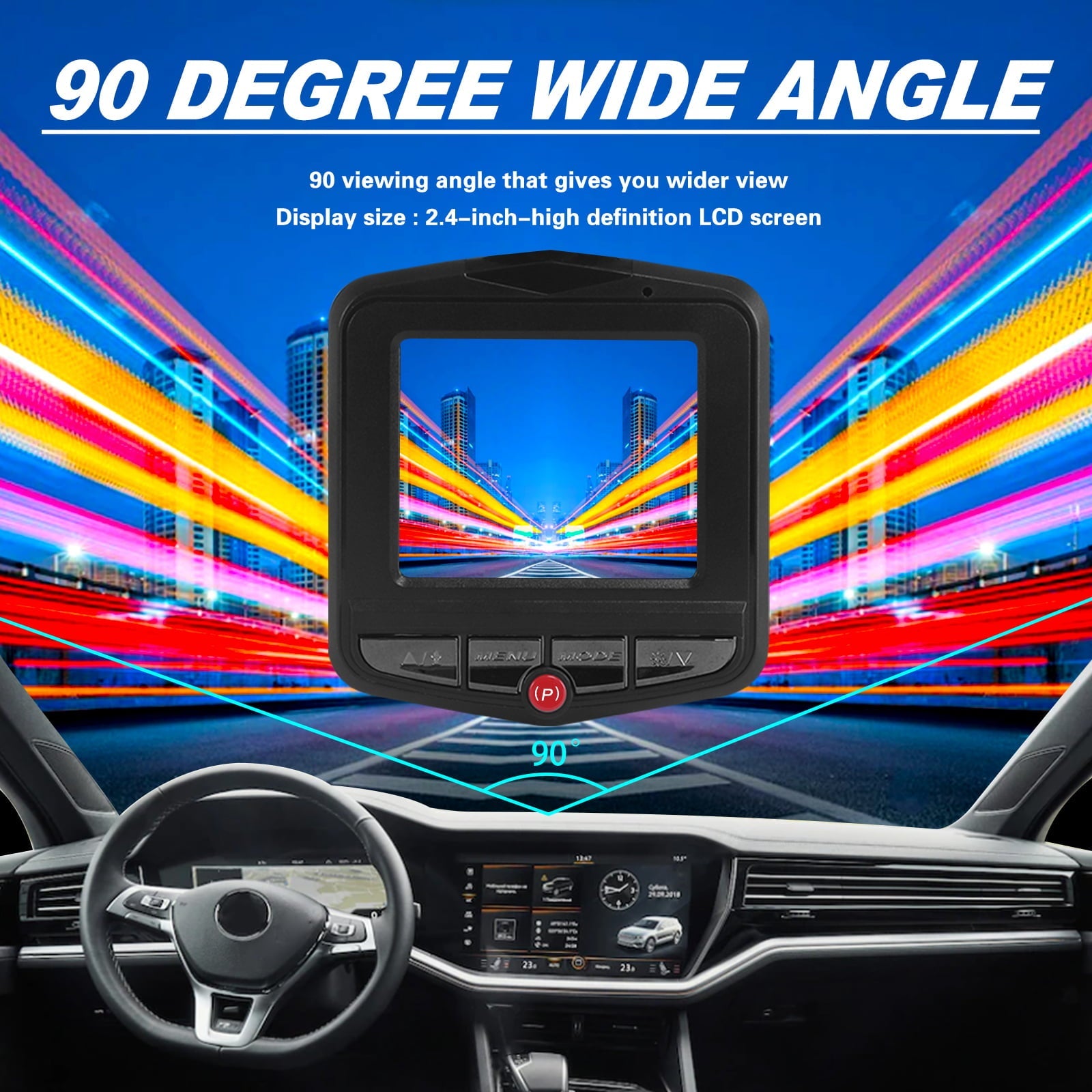 Dashcam Car Camera with 2.4" LCD Screen, 1080P HD Car Automotive Dash Cam Front Rear Driving Recorder WDR for Car Truck SUV, Night Vision, Loop Recording, Motion Detection, G-sensor