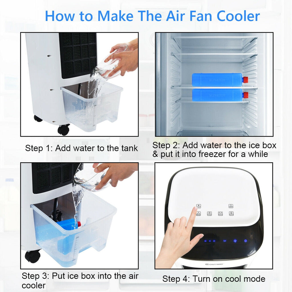 Costway Evaporative Portable Air Cooler Fan & Humidifier with Filter Remote Control