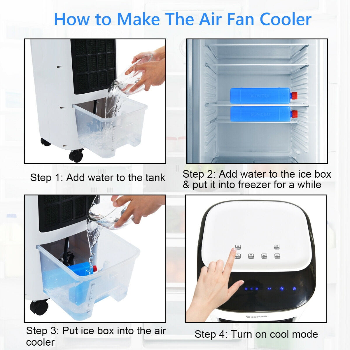 Costway Evaporative Portable Air Cooler Fan & Humidifier with Filter Remote Control
