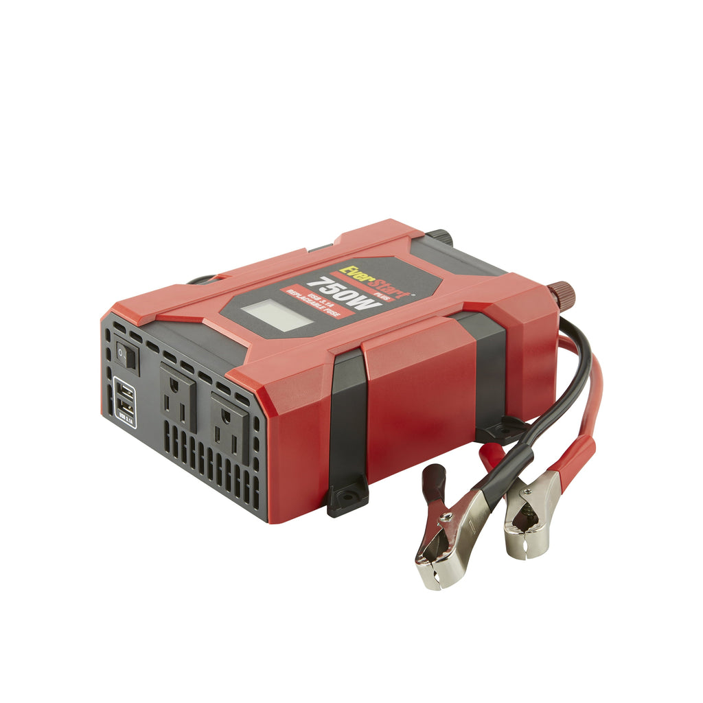 EverStart 750 Watts Portable Slim Inverter with Digital Display and Multiple USB and AC Ports