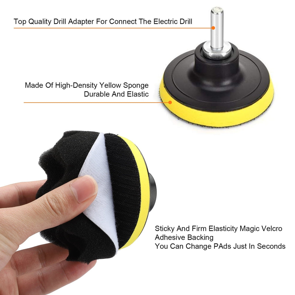 Drill Buffing Sponge Pads, EEEkit 11pcs 3inch Car Foam Woolen Polishing Pads Replacement Kit, Car Compound Polishing Buffer Drill Sponge Kit Set for Car Sanding, Polishing, Waxing