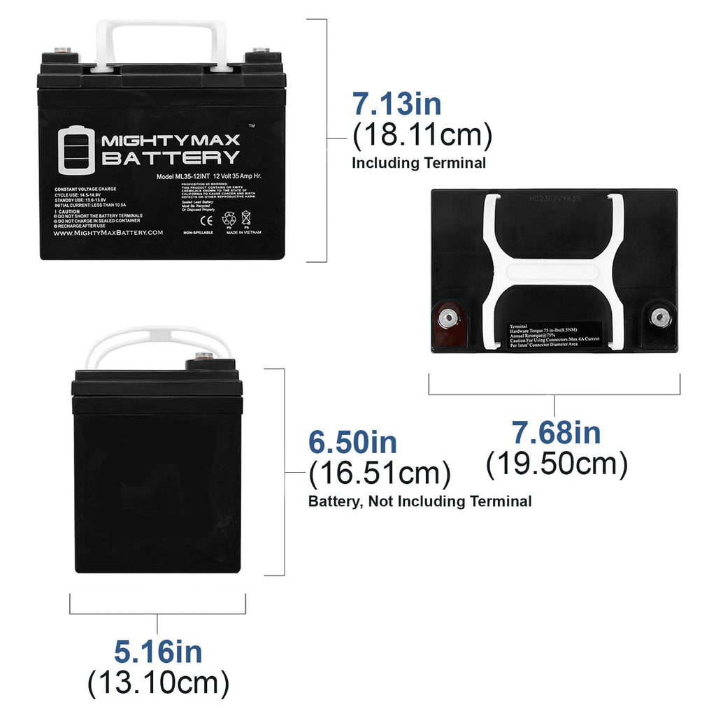 12V 35AH SLA INT Battery Replacement for Apex APX12-35 - 2 Pack