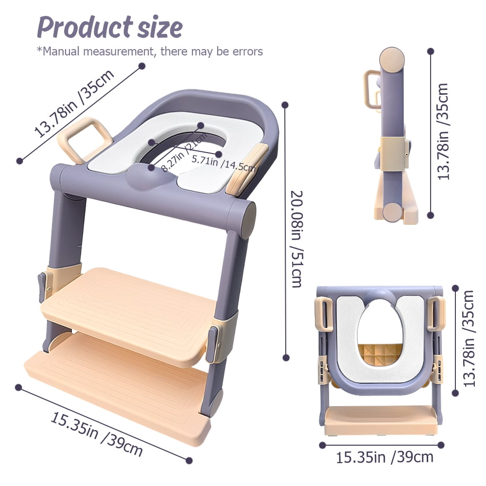 Toddler Potty Training Seat with Step Stool Ladder, Potty Training Toilet Seat for Kids, Foldable Potty Seat with Anti-Slip Pad Ladder, Purple