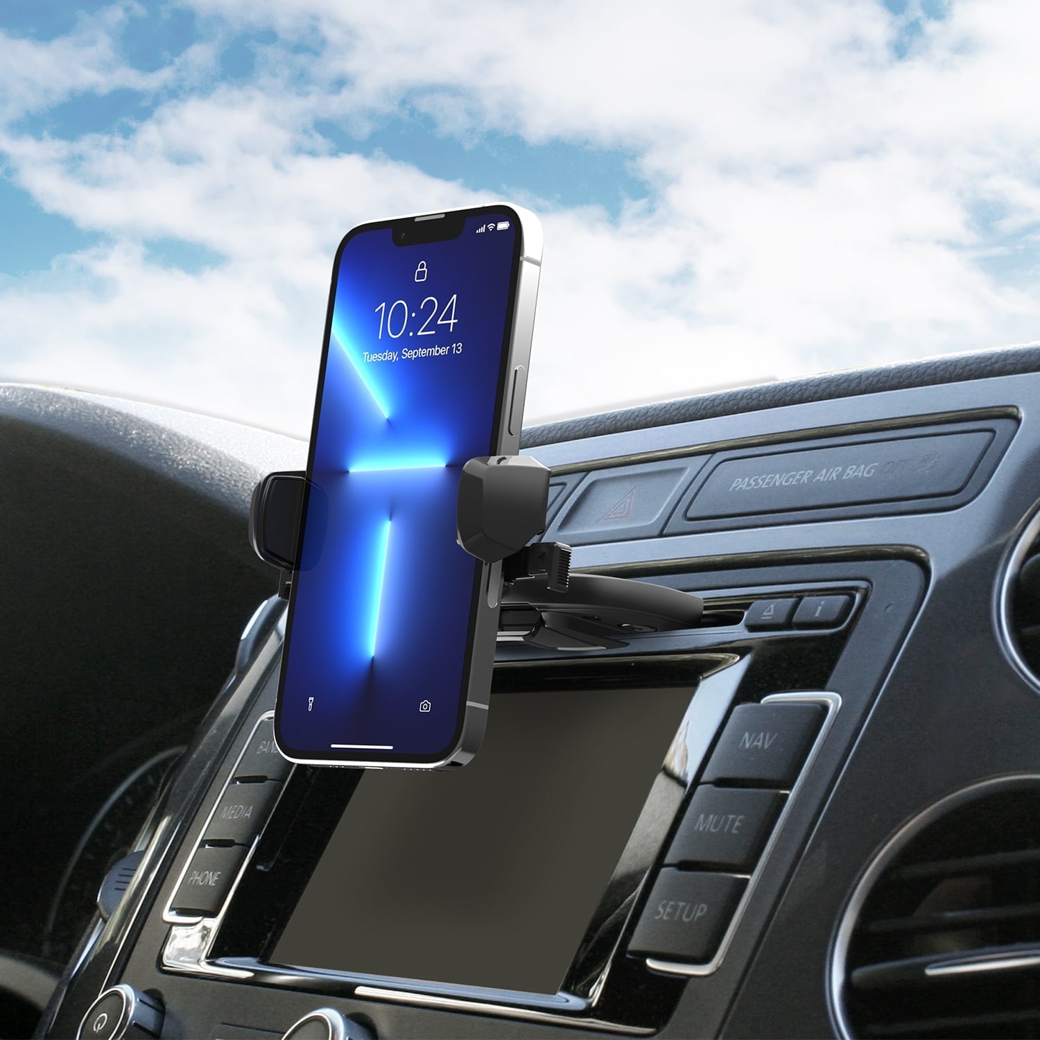iOttie Easy One Touch Mini CD Slot Mount and Phone Holder, Black, Plastic