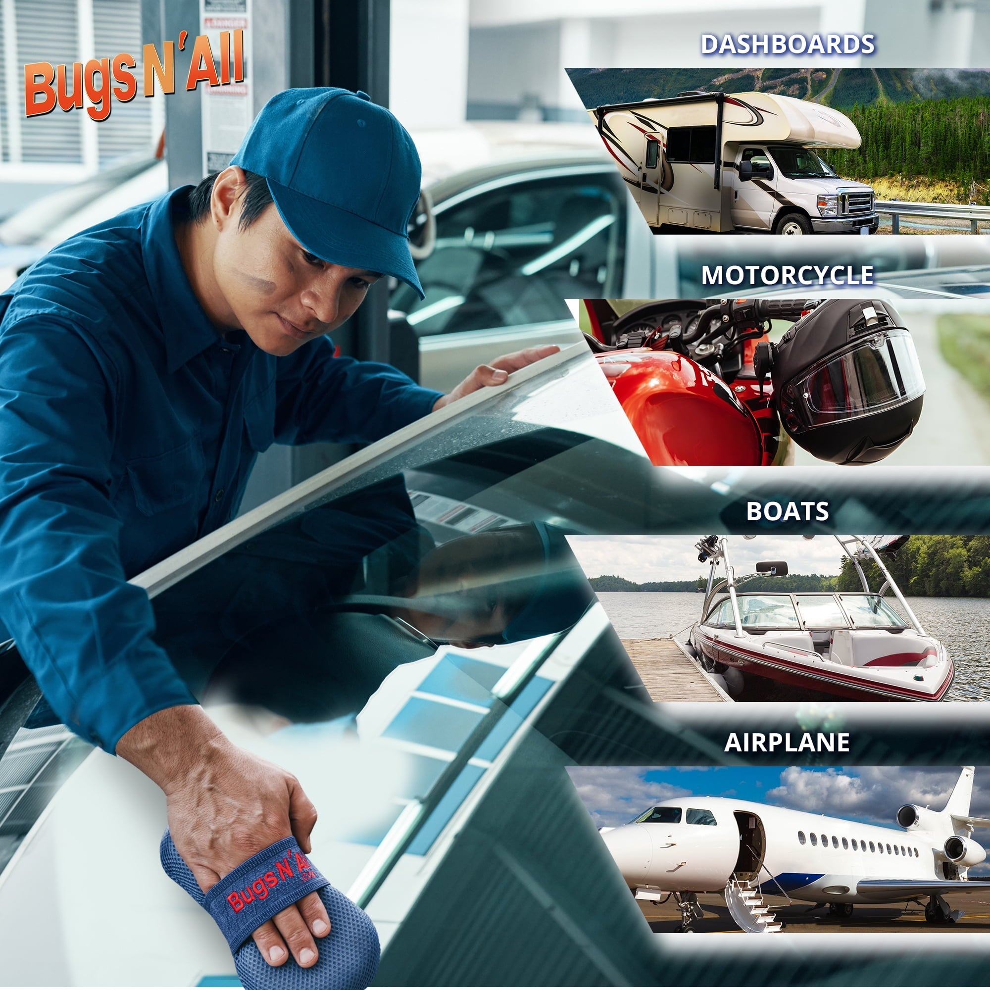 Bugs N All Bug Microfiber Car Wash Sponge - Bug and Tar Remover - Automotive Cleaning Supplies, 1 Sponge