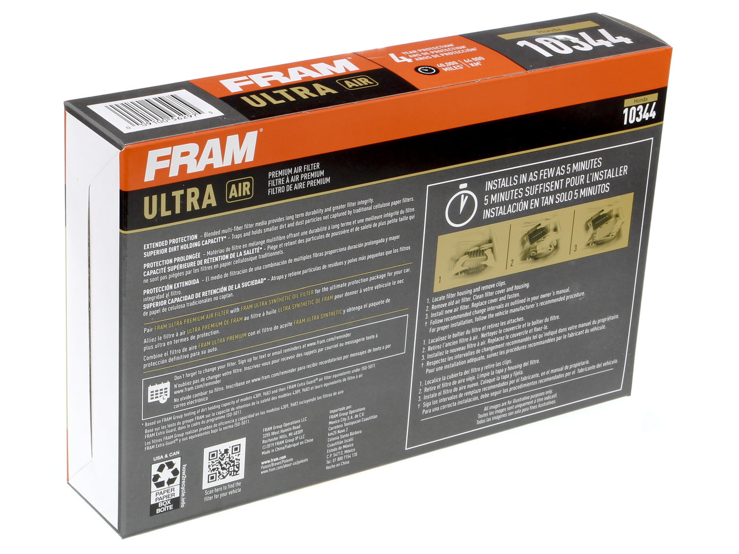 FRAM Ultra Air XGA10344, Premium Engine Air Filter, Replacement Filter for Select Honda Vehicles Fits select: 2007-2009 HONDA CR-V