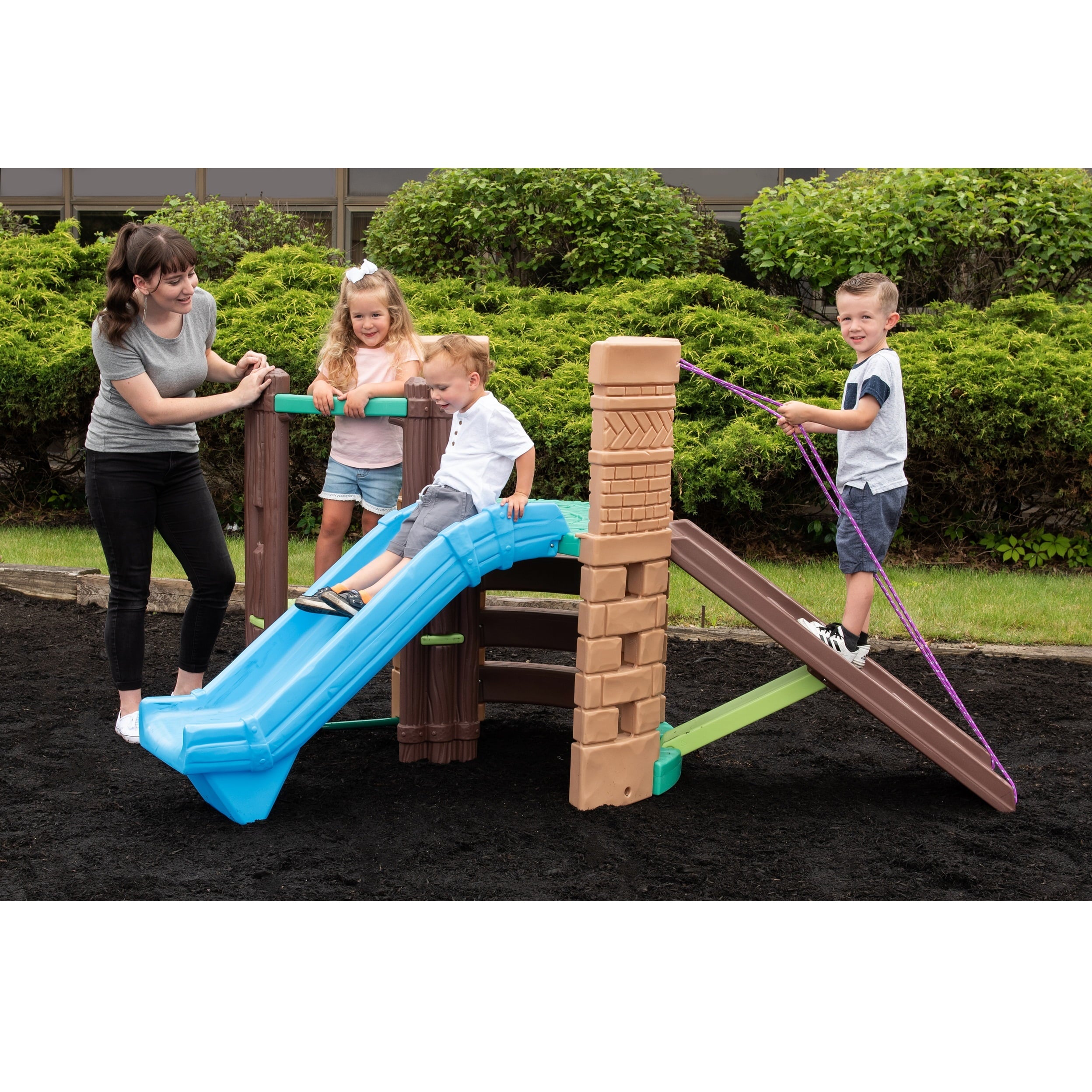 Little Tikes 2-in-1 Castle Playground Climber and Slide with Ladder and Plank, Fits Up to 3 Kids, Indoor and Outdoor Backyard Playground Set, Multicolor- For Toddlers Boys Girls Ages 3 4 5+