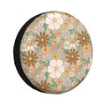 DouZhe Waterproof Spare Tire Cover, Retro Floral Flowers Design Prints Adjustable Wheel Covers Fit for Jeep Trailer RV SUV Car, 14 inch
