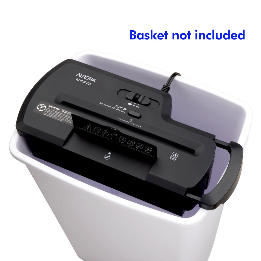 Aurora GB 8-Sheet Strip-Cut Paper Shredder, CD Destroyer, without Basket