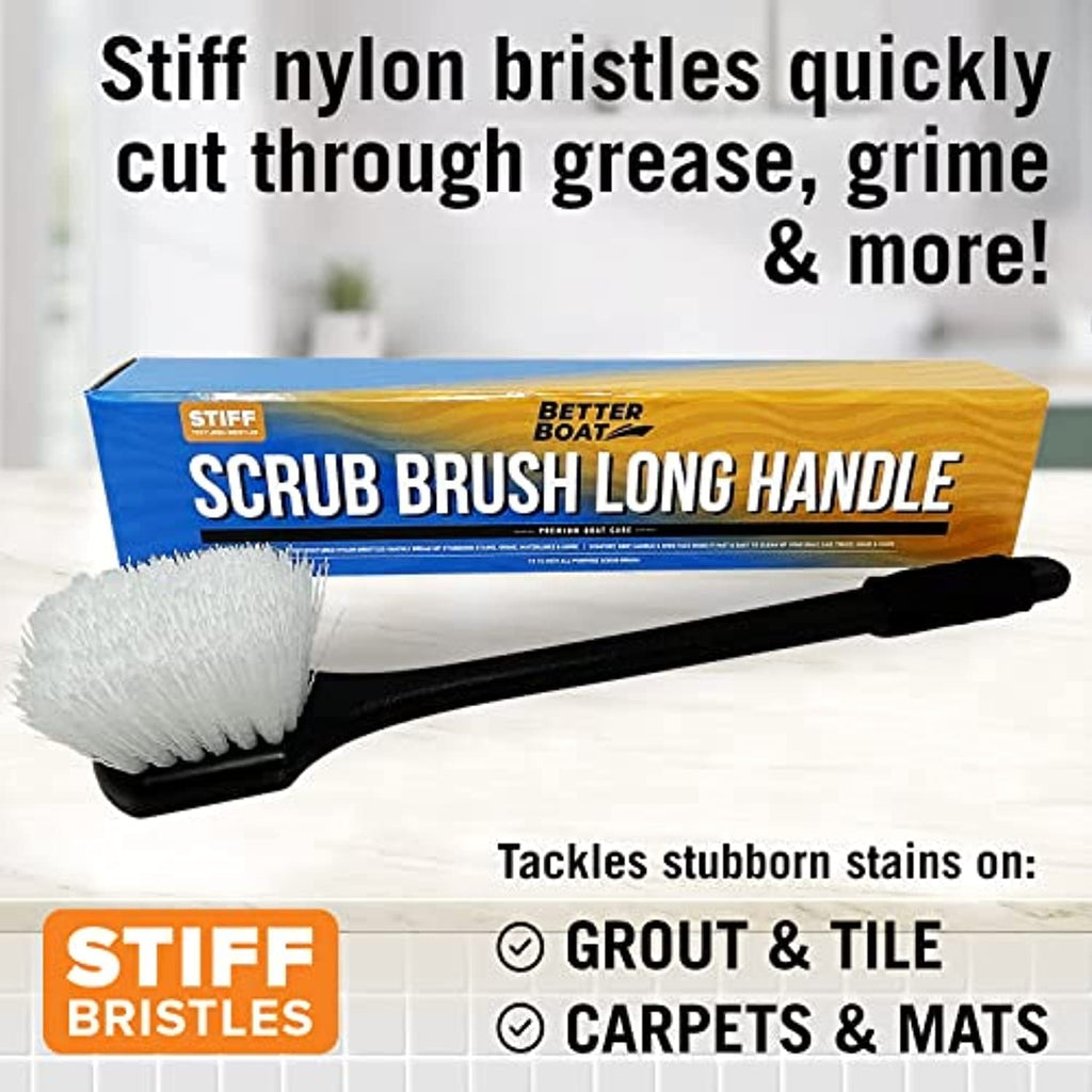 Stiff Hand Scrub Brush Tire Brush Heavy Duty Outdoor Boat Scrub Brush Handled Wheel and Tire Cleaning Brush Carpet Brush Scrubber All Purpose Cleaning (Long Handle)