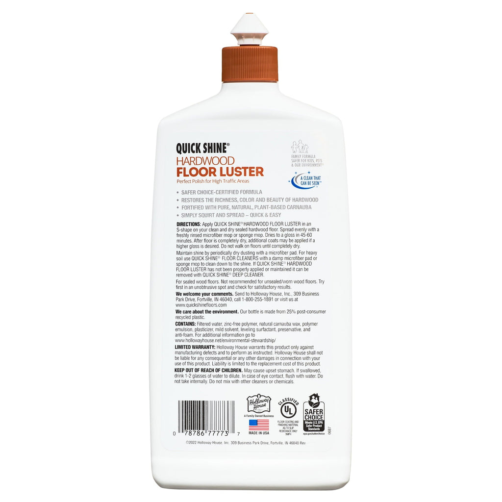 Quick Shine Liquid High Traffic Hardwood Floor Luster, 27 fl. oz., Household Floor Cleaner & Polish